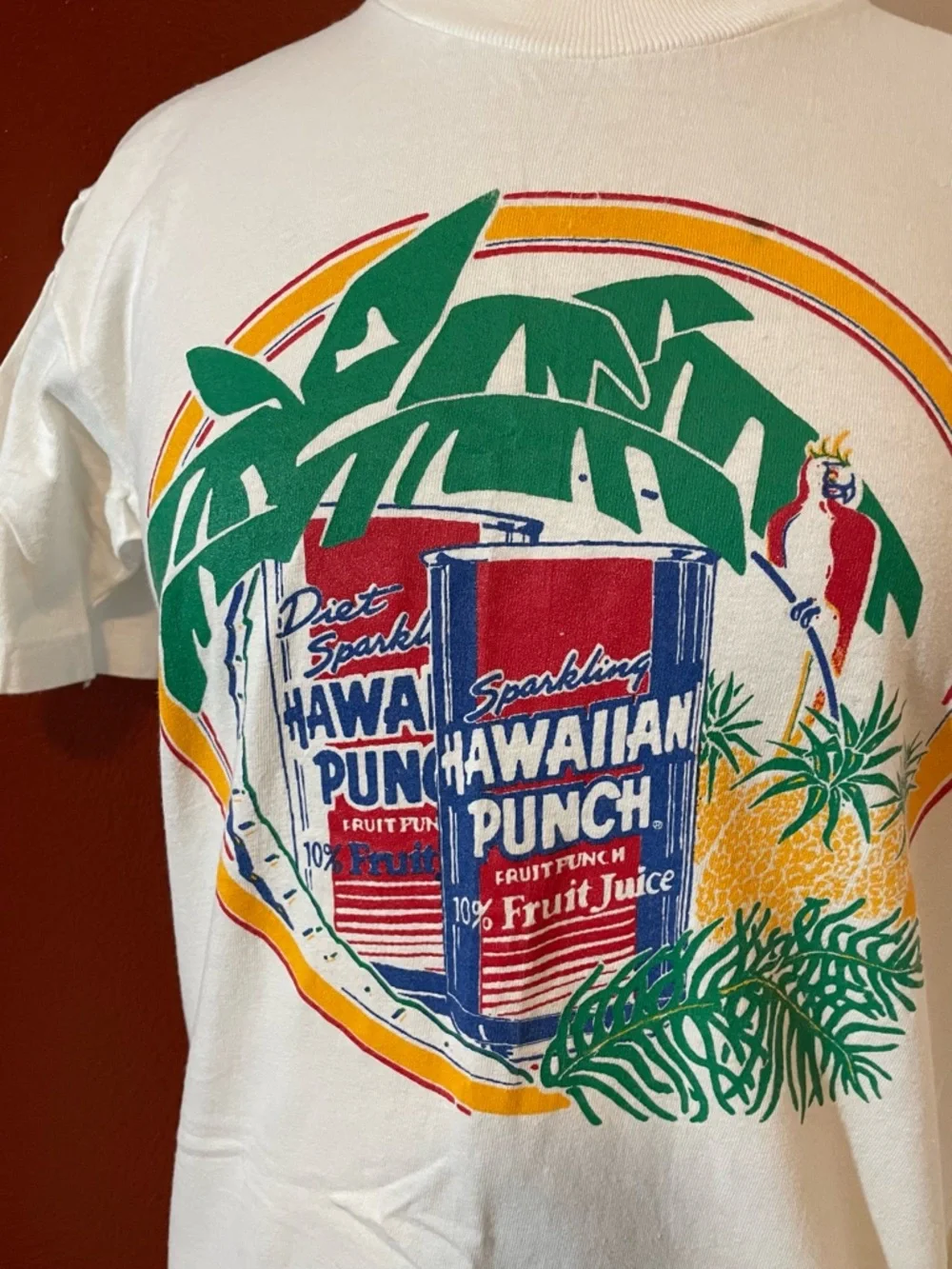 Vintage Men’s 80/ 90’s Hawaiian Punch‎ Combed Cotton White Crewneck Tee Shirt